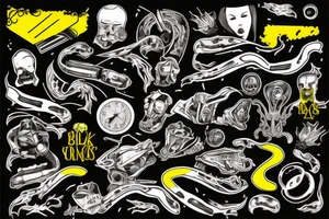yellow lines on black road tattoo idea