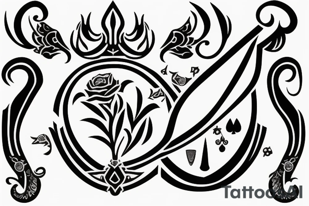 Queen of spades symbol, with floral motives tattoo idea