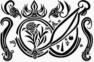 Queen of spades symbol, with floral motives tattoo idea