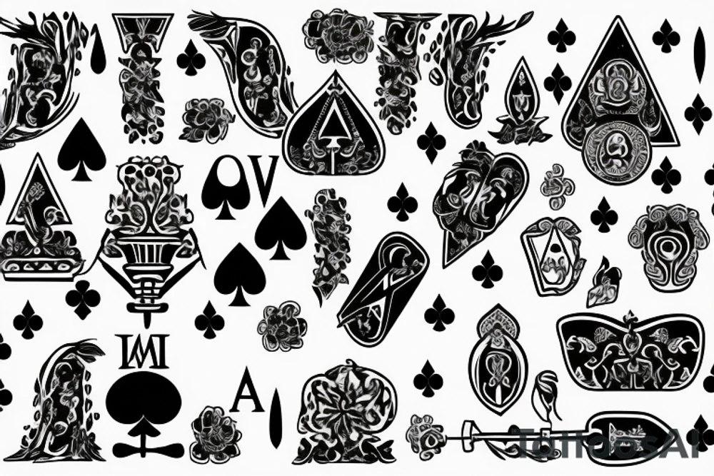 Queen of spades symbol, with floral motives tattoo idea