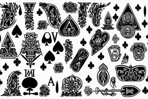 Queen of spades symbol, with floral motives tattoo idea