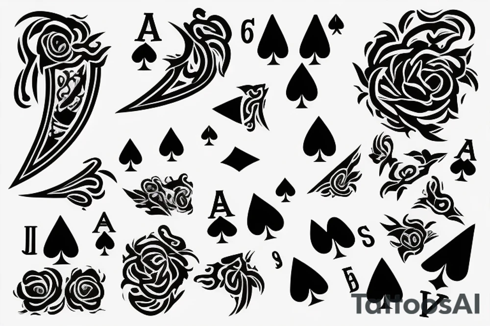 spades symbol, with floral motives tattoo idea