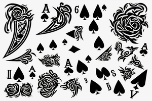 spades symbol, with floral motives tattoo idea