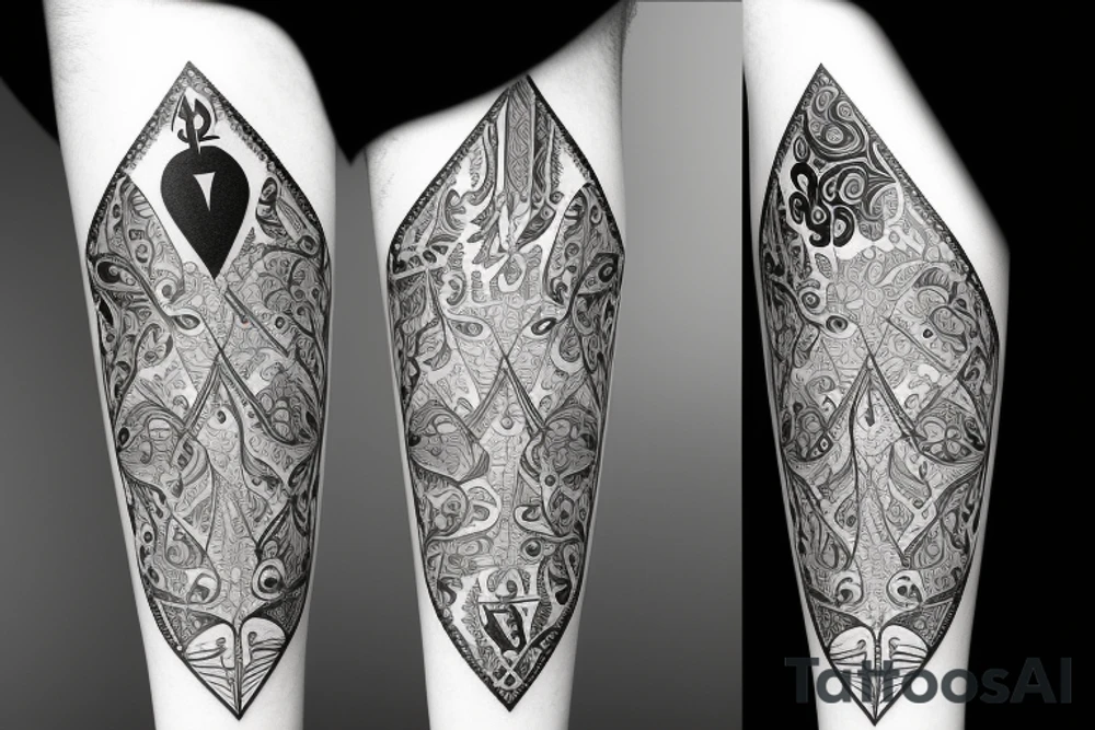 spades symbol, with floral motives tattoo idea