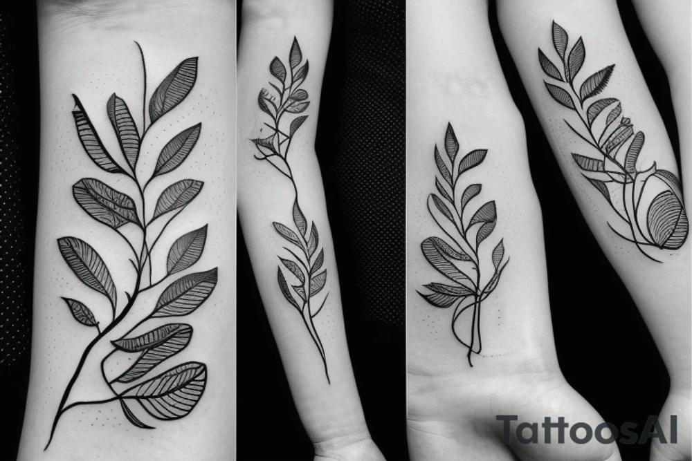 long vines with spade shaped leaves tattoo idea