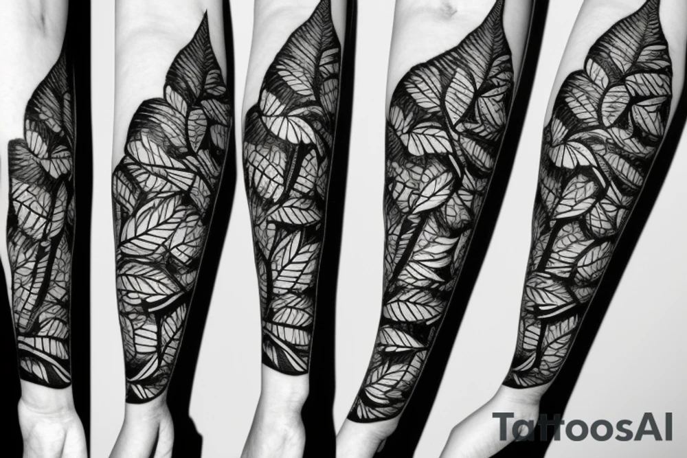 long vines with spade suit shaped leaves tattoo idea