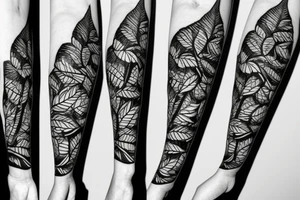 long vines with spade suit shaped leaves tattoo idea