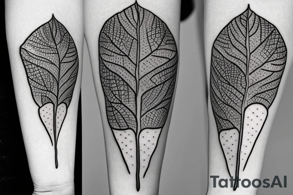 long vines with spade suit shaped leaves tattoo idea