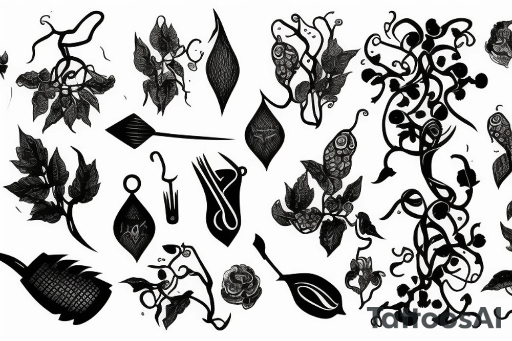 long vine with spades tattoo idea