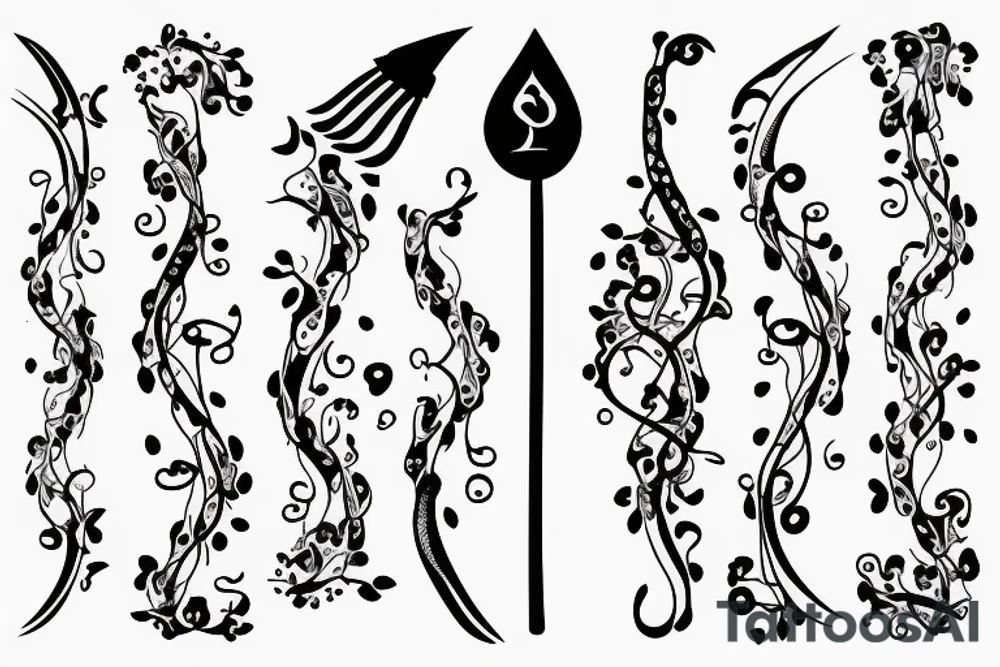 single long vine with spades tattoo idea