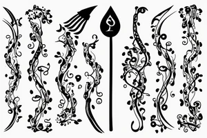 single long vine with spades tattoo idea