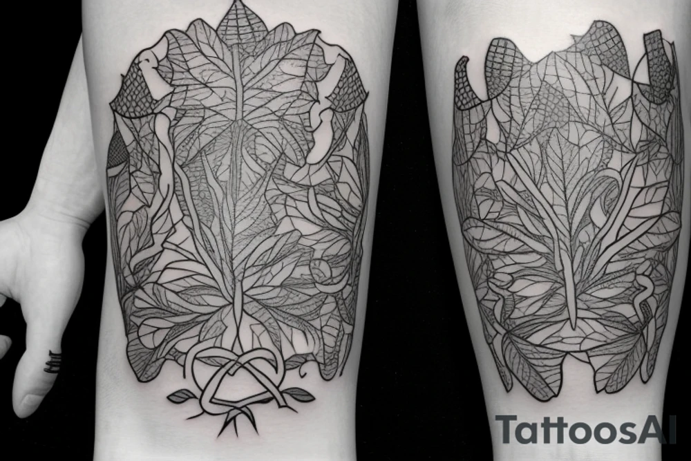 single long vine with spades tattoo idea