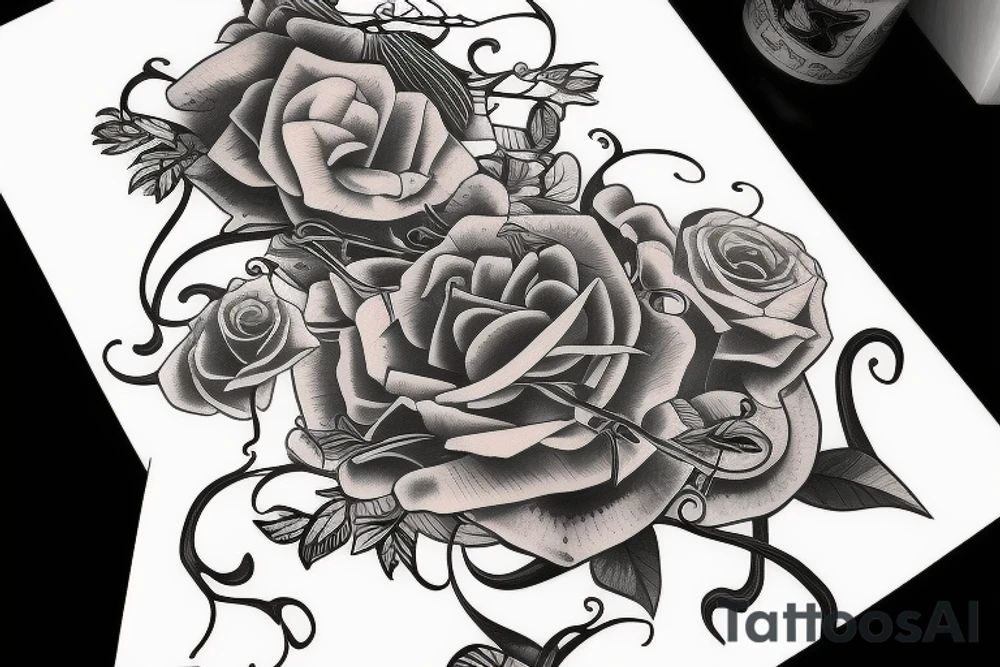 single long vine with spades tattoo idea