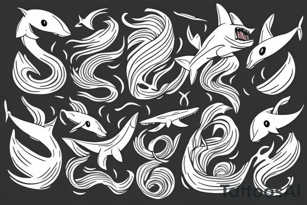 shark with wave tattoo idea