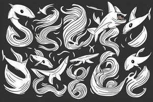 shark with wave tattoo idea