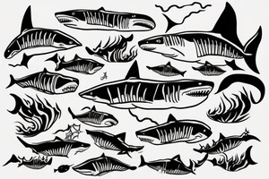 shark with wave tattoo idea