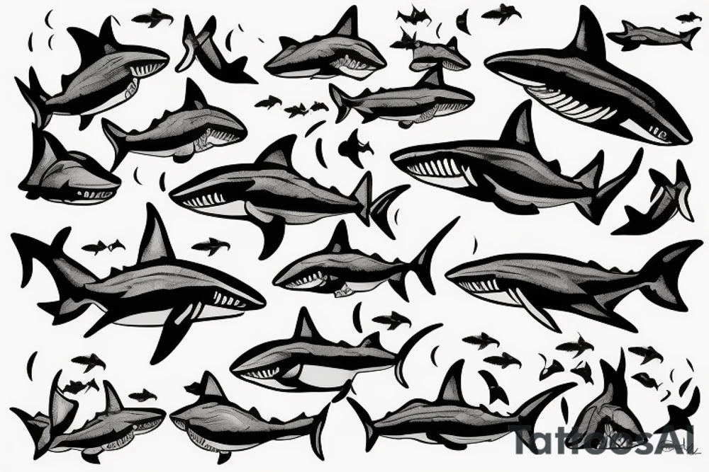 shark with wave tattoo idea