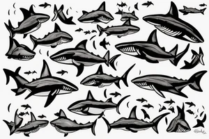 shark with wave tattoo idea