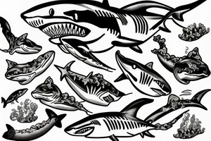 shark with wave tattoo idea