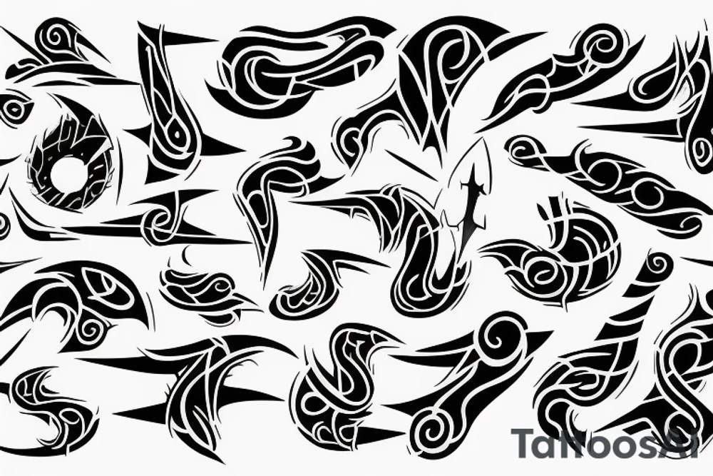 something abstract, like 
lightnings or picks, like new tribal tattoo idea