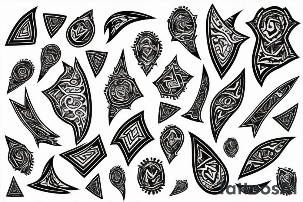 something abstract, like 
lightnings or picks, like new tribal tattoo idea