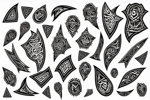 something abstract, like 
lightnings or picks, like new tribal tattoo idea