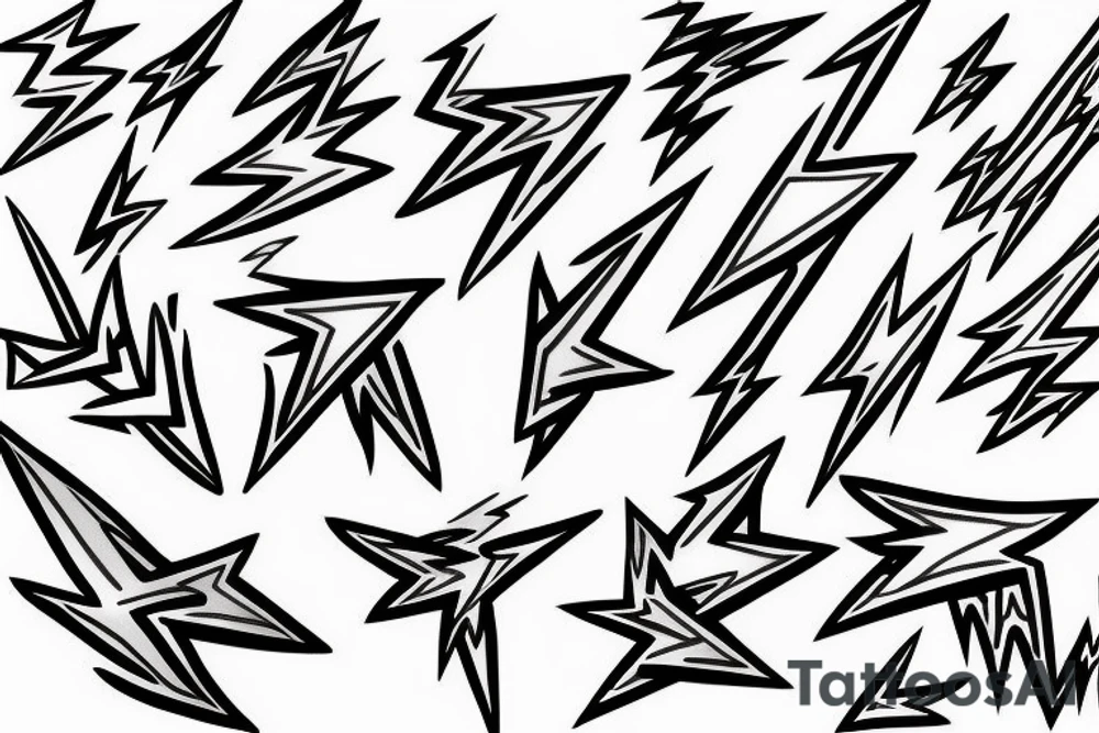 lightning bolts made by very infected lines or dashed tattoo idea