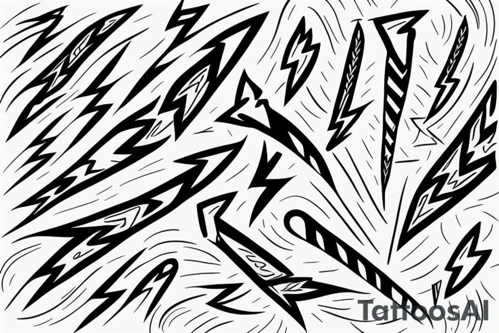 lightning bolts made by very infected lines or dashed tattoo idea