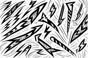 lightning bolts made by very infected lines or dashed tattoo idea