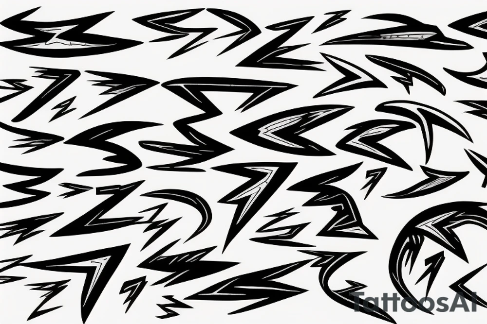 lightning bolts made by very infected lines or dashed tattoo idea