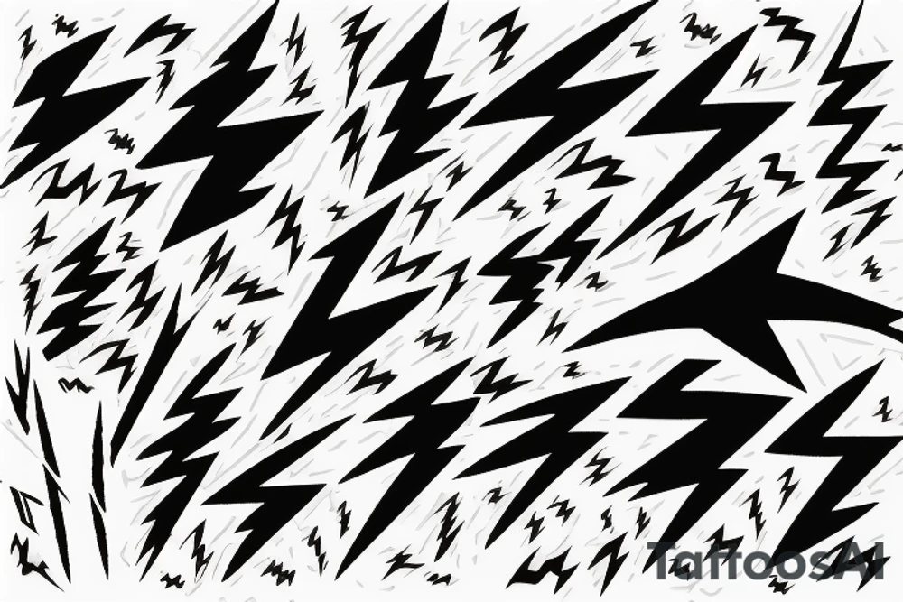 lightning bolts made by very infected lines or dashed tattoo idea