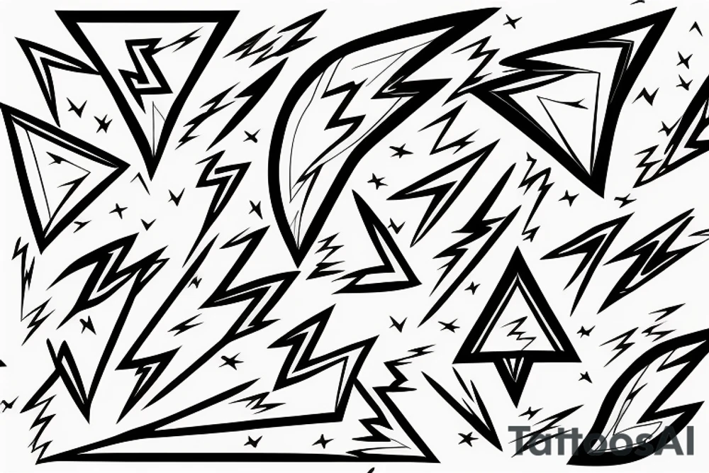 lightning bolts made by very infected lines or dashed in tribal style tattoo idea