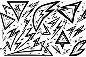 lightning bolts made by very infected lines or dashed in tribal style tattoo idea