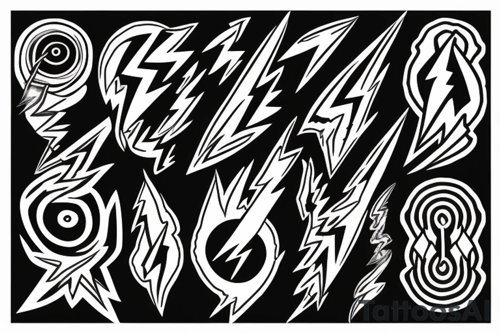 lightning bolts made by very infected lines or dashed in new tribal style tattoo idea