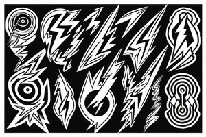 lightning bolts made by very infected lines or dashed in new tribal style tattoo idea