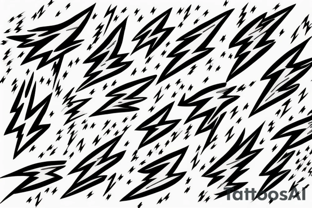 lightning bolts made by very infected lines or dashed in new style tattoo idea