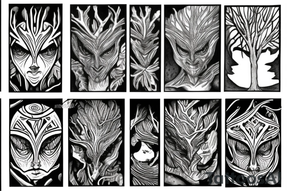 something like a tree elf or tribal treant tattoo idea