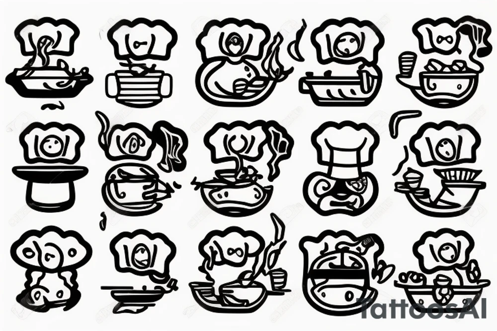 Cute shrimp chef frying rice tattoo idea