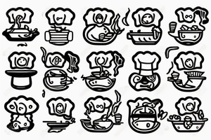 Cute shrimp chef frying rice tattoo idea