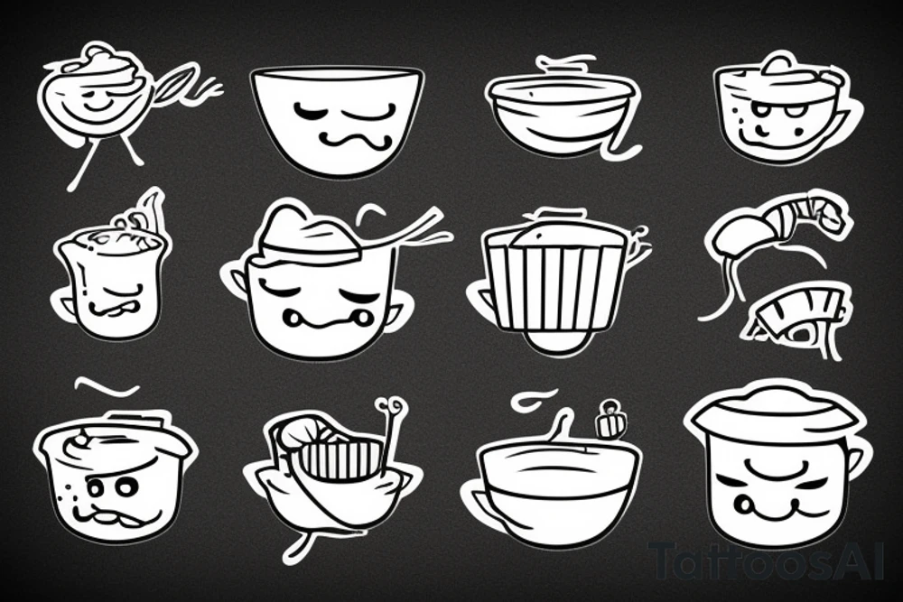 Cute shrimp chef frying rice tattoo idea