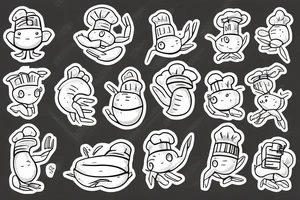 Cute shrimp chef frying rice tattoo idea