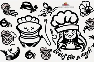 Cute shrimp chef frying rice tattoo idea