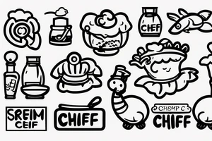 Cute shrimp chef frying rice tattoo idea