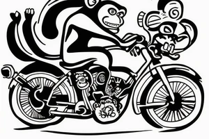 Monkey on a bike drinking tattoo idea