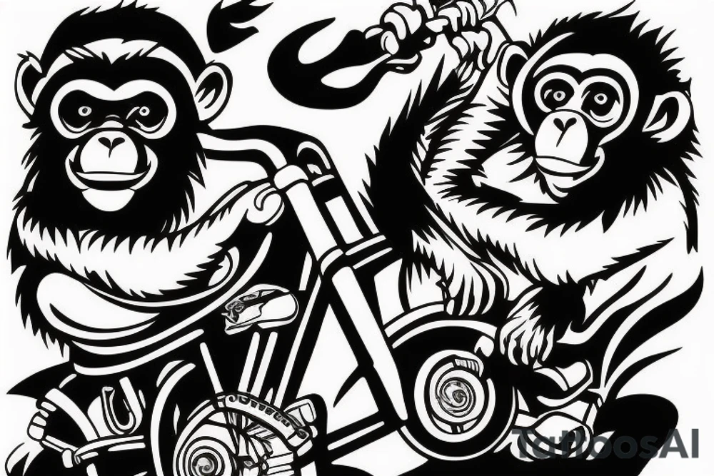 Monkey on a bike drinking tattoo idea
