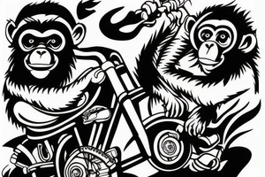 Monkey on a bike drinking tattoo idea