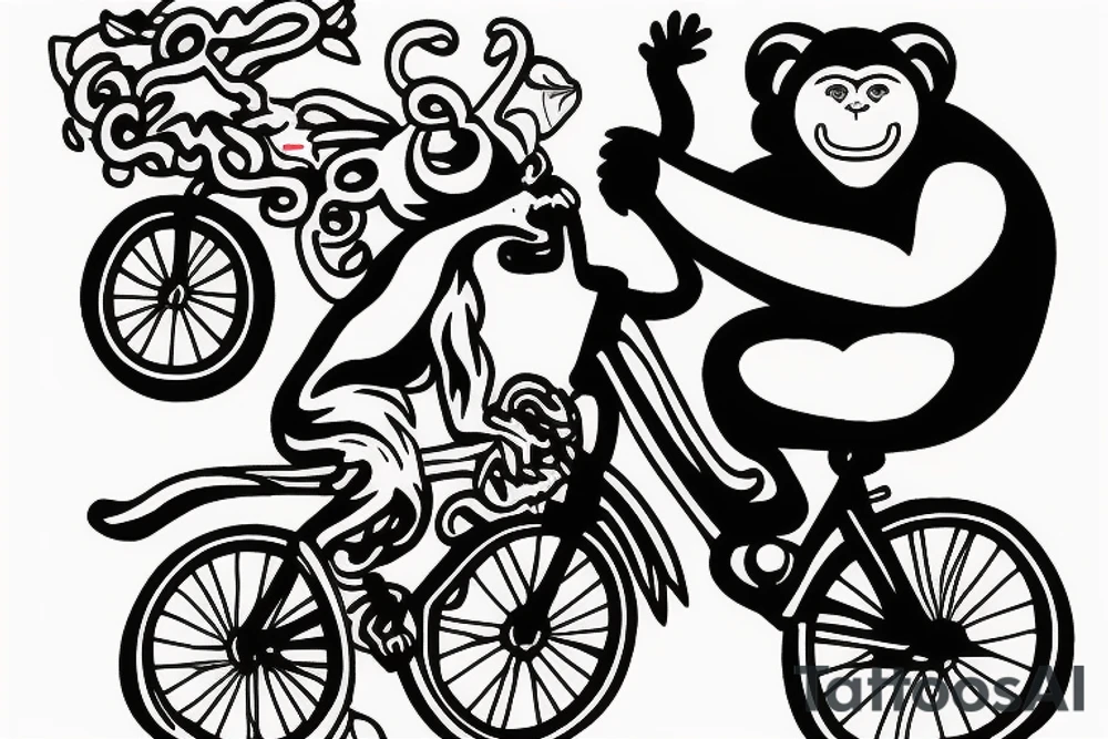 Monkey on a bike drinking tattoo idea
