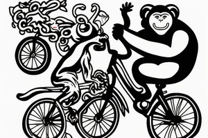 Monkey on a bike drinking tattoo idea