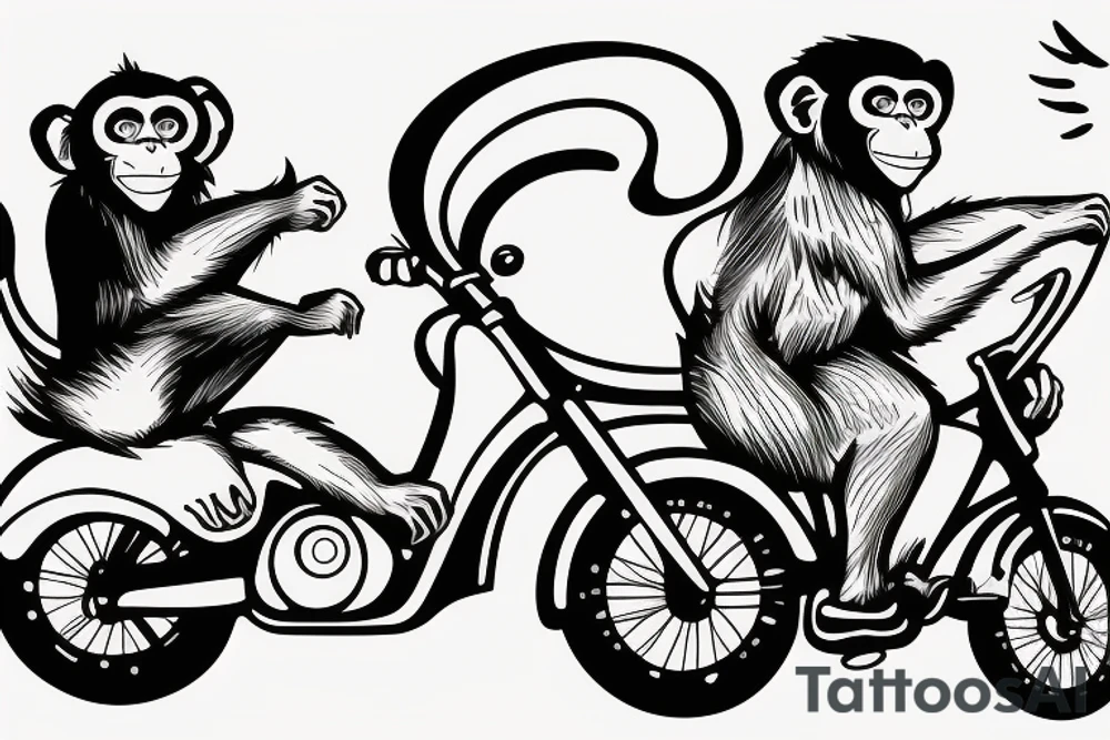 Monkey on a bike drinking tattoo idea