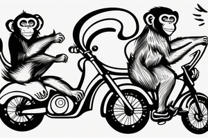 Monkey on a bike drinking tattoo idea